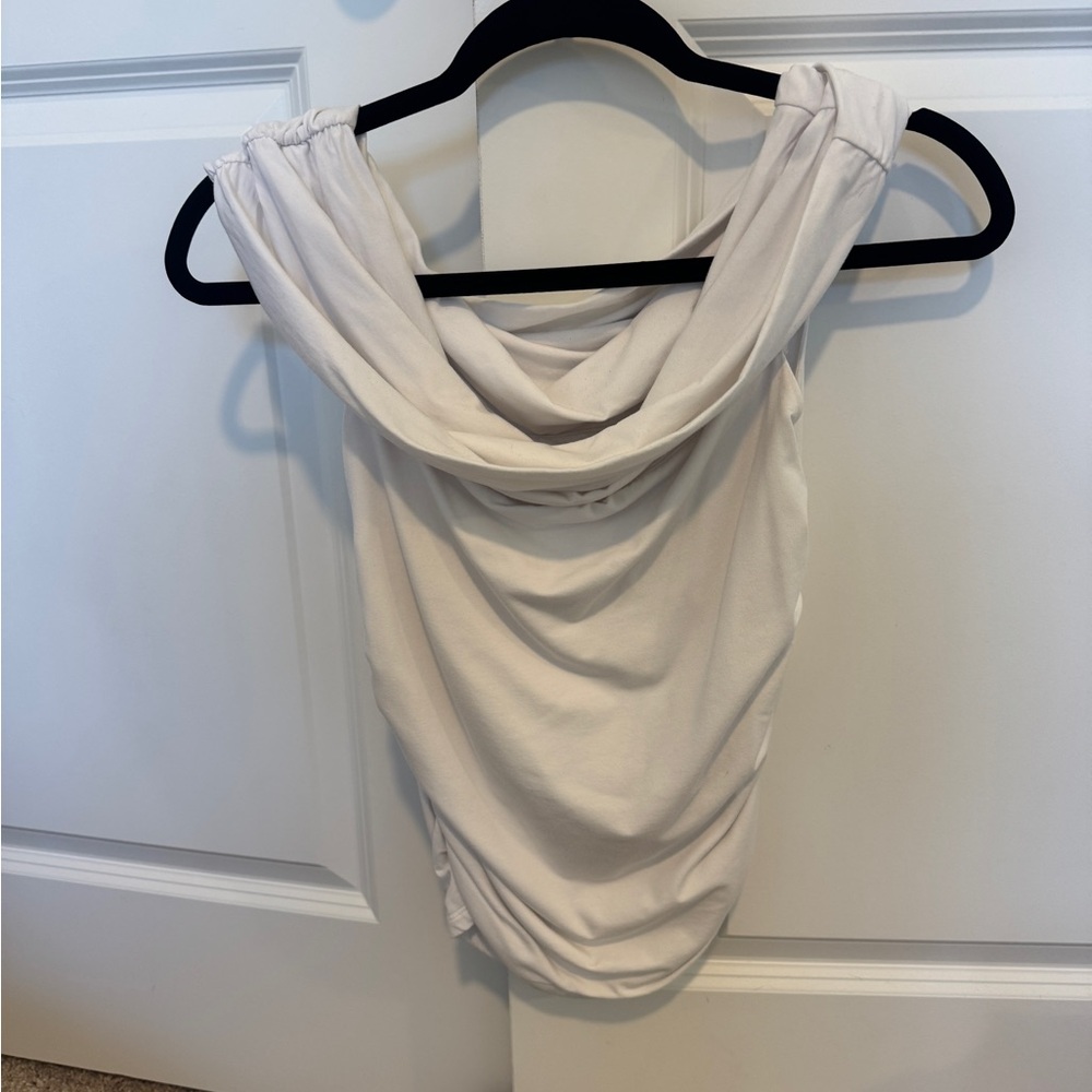 Abercrombie & Fitch Cream Modal-Blend Off-The-Shoulder Tee
